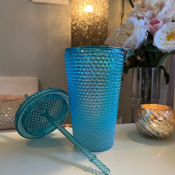 NWT STARBUCKS Glacier Blue Ombre Bling Cold Cup Tumbler 16 oz - Picture 5 of 7